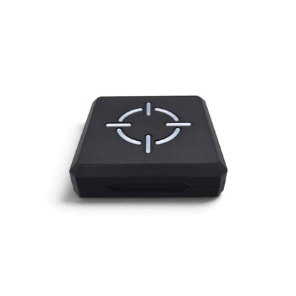 Black magazine and fill probe storage case with white crosshair icon on lid